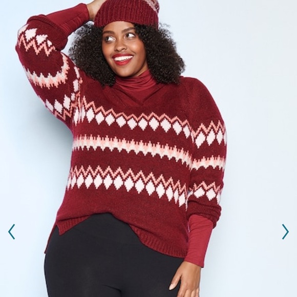 NWT EVRI Size 1X Hooded Burgundy Sweater - Picture 7 of 7